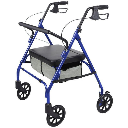 BARIATRIC ROLLATOR, ADJ STEEL FRAME, WIDE SEAT, 500 POUNDS, BLUE