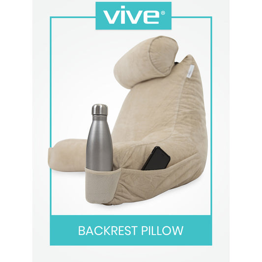 BACKREST PILLOW, SHREDDED MEMORY FOAM,POCKETS, BROWN