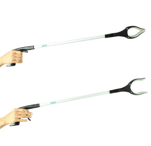 ROTATING REACHER GRABBER, 32" BRUSHED ALUMINUM, CLAW, 2 PK