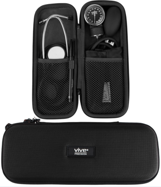 STETHOSCOPE CASE, HARD EVA, MESH POCKETS, BLACK