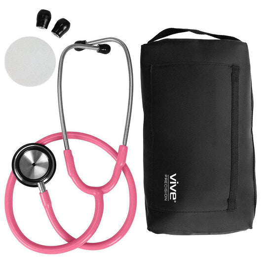 STETHOSCOPE, 22" STAINLESS STEEL, POUCH, PINK