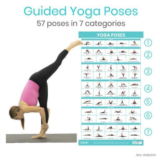 YOGA POSTER, 57 POSES, LAMINATED FINISH