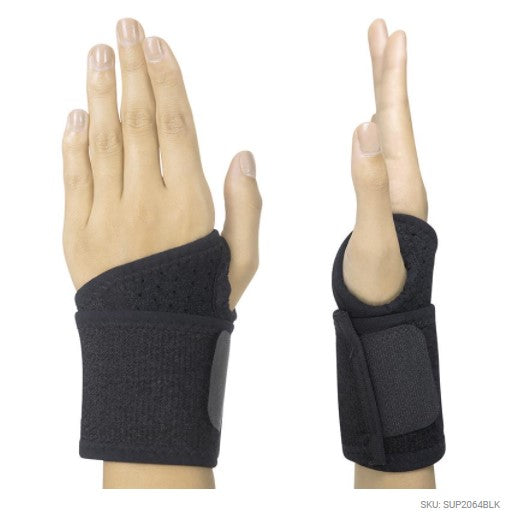 WRIST WRAPS, FLEXIBLE NEOPRENE, REVERSIBLE, BLACK, 2PK