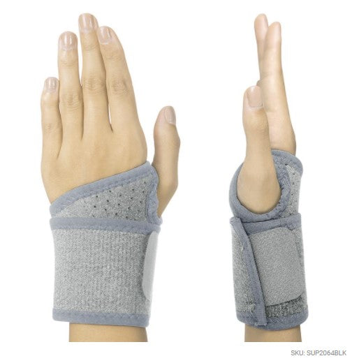 WRIST WRAPS, FLEXIBLE NEOPRENE, REVERSIBLE, GRAY, 2PK