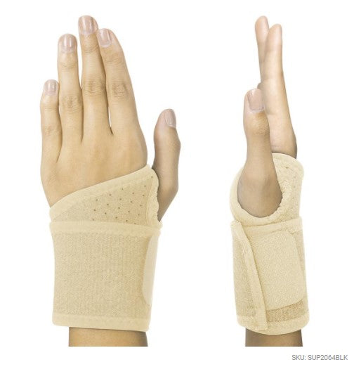 WRIST WRAPS, FLEXIBLE NEOPRENE, REVERSIBLE, BEIGE, 2PK