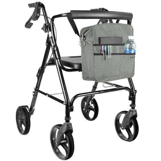 ROLLATOR BAG, WATERPROOF NYLON, 12" X12", GRAY