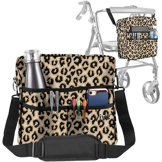 ROLLATOR BAG, WATERPROOF NYLON, 12" X12", LEOPARD PRINT