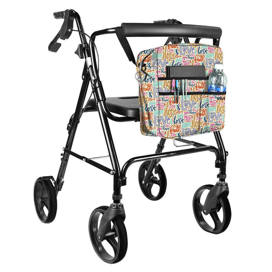 ROLLATOR BAG, WATERPROOF NYLON, 12" X12", FAITH/HOPE/LOVE PRINT