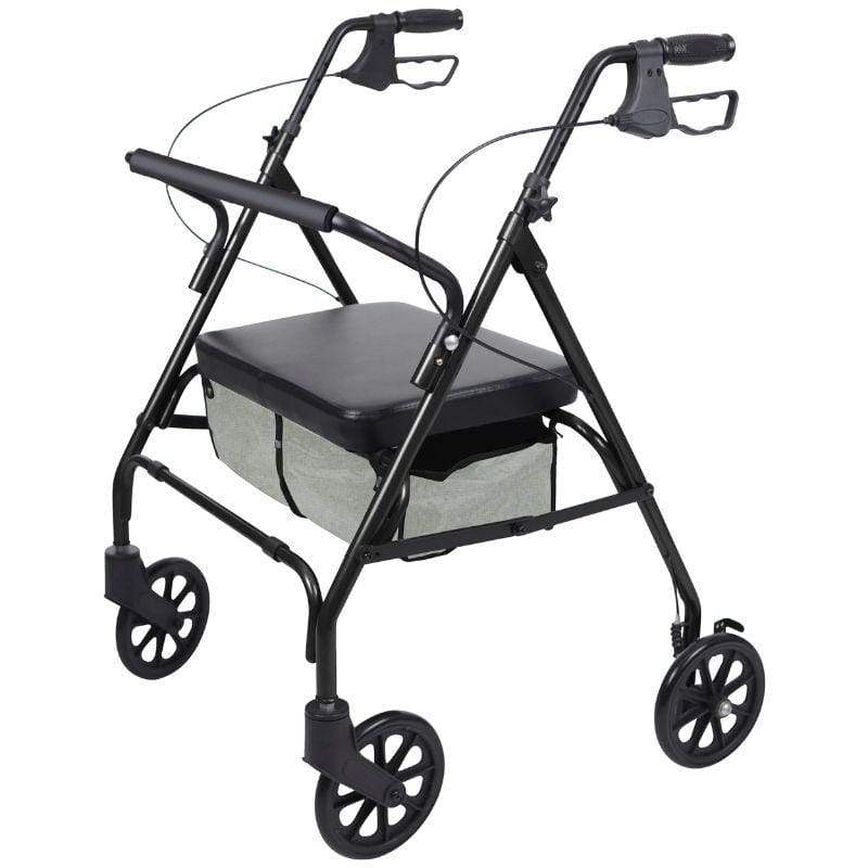 BARIATRIC ROLLATOR, ADJ STEEL FRAME, WIDE SEAT, 500 POUNDS, BLACK