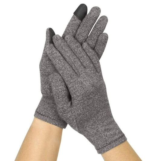 ARTHRITIS GLOVES, FULL FINGER, SMART TIP, 1 PAIR, SMALL, GRAY