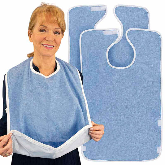 ADULT BIBS, 30" X 18", WATERPROOF LINING, MACHINE WASHABLE, 2 PK