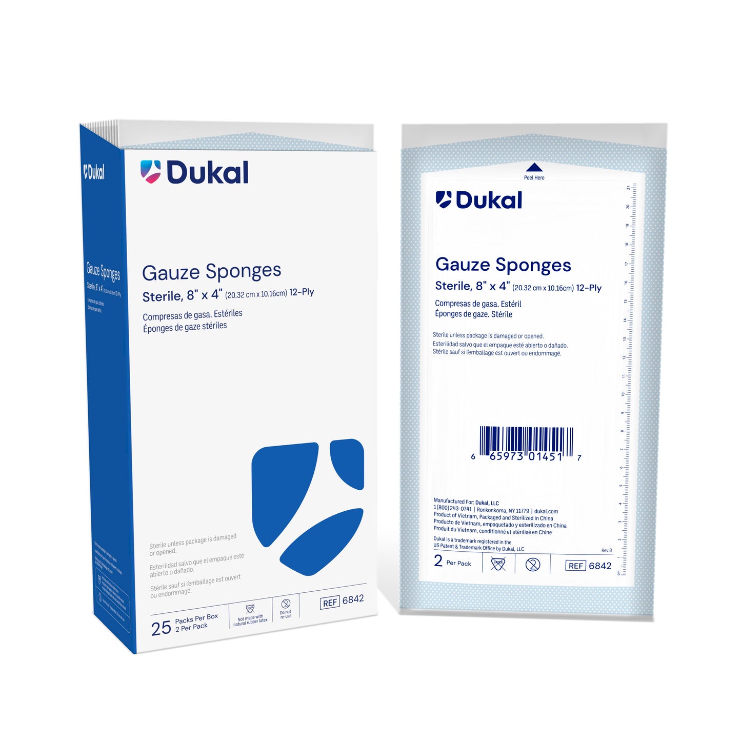 Sterile Gauze Sponges, 12-Ply, 8" x 4" (6842)