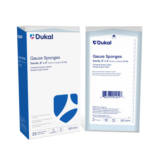 Sterile Gauze Sponges, 12-Ply, 8" x 4" (6842)