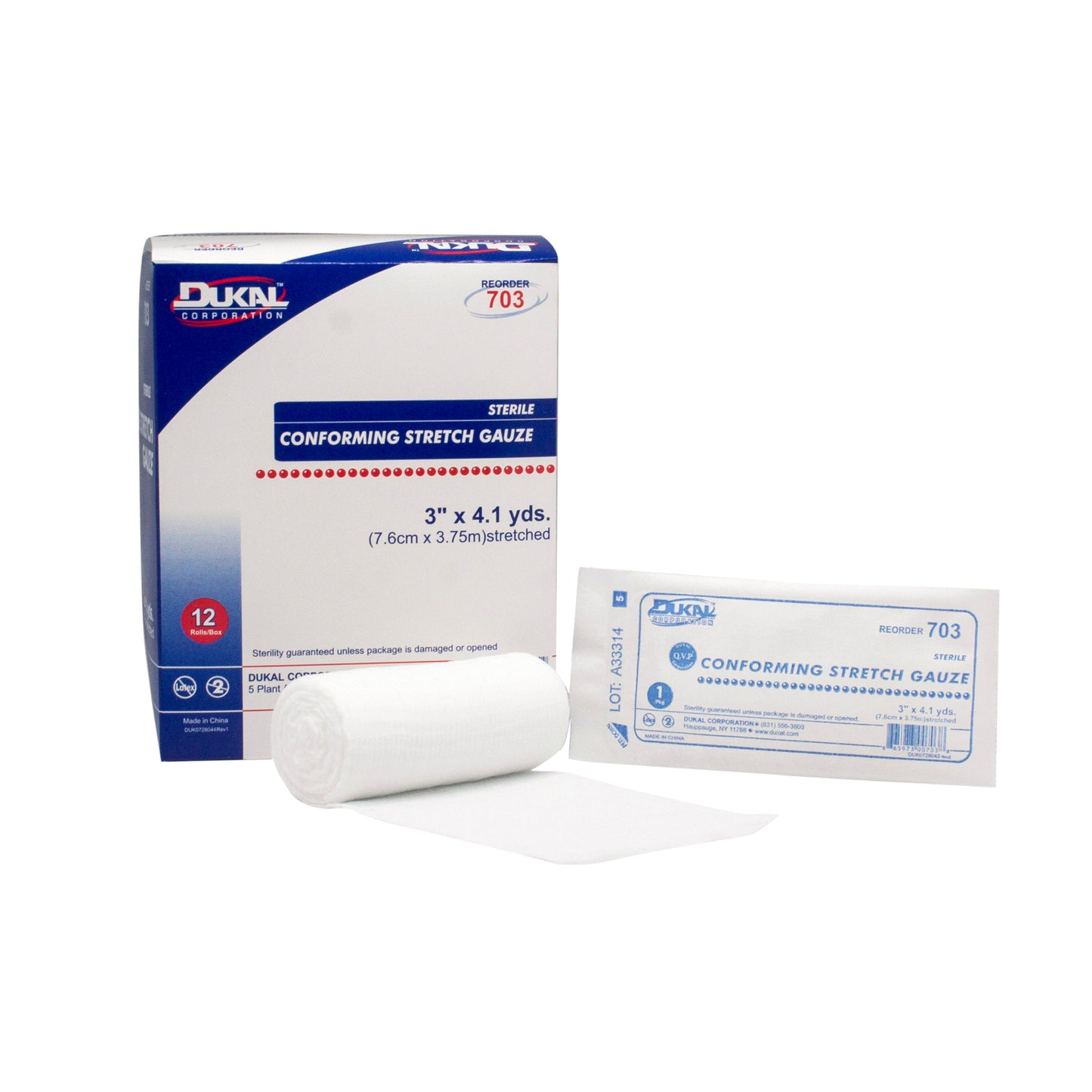 Sterile Conforming Stretch Gauze, 3" x 4.1 yds (703)