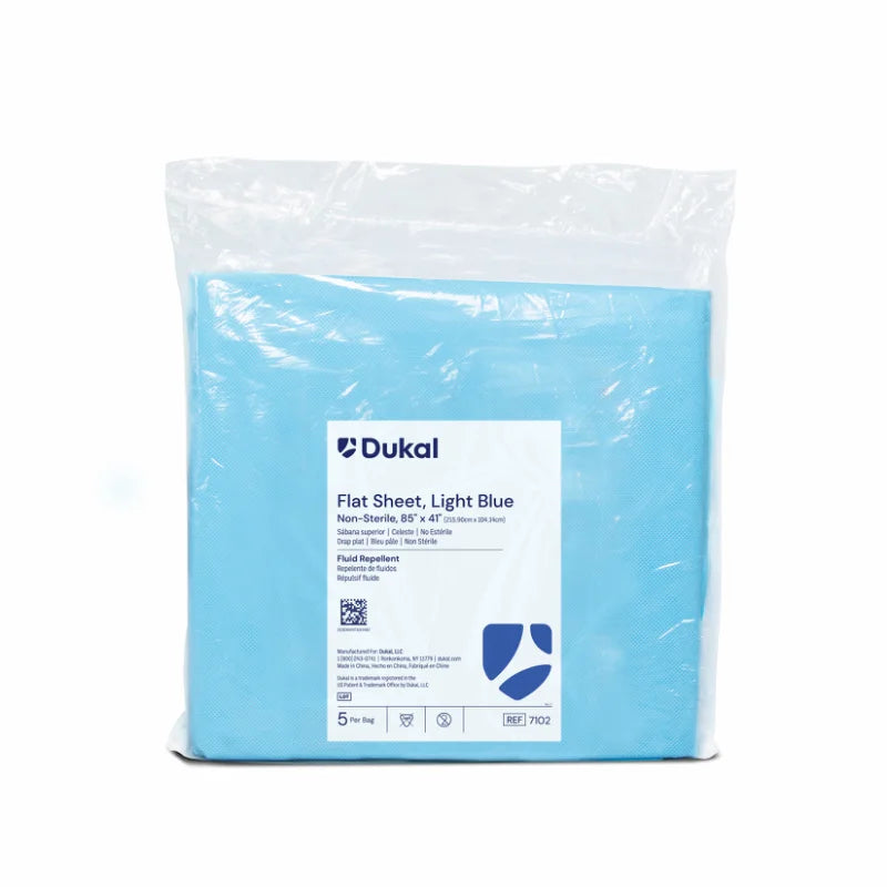 Disposable Flat Sheet 85" x 41", Light Blue (7102)