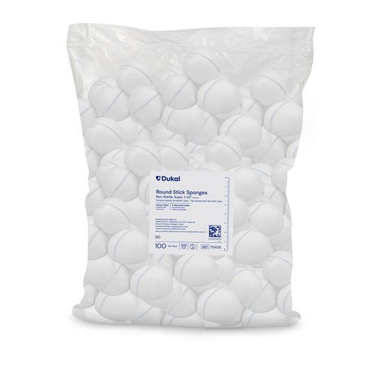 Dukal, Round Stick Sponges, with X-Ray Detectable Filament, 1.5" (75406)