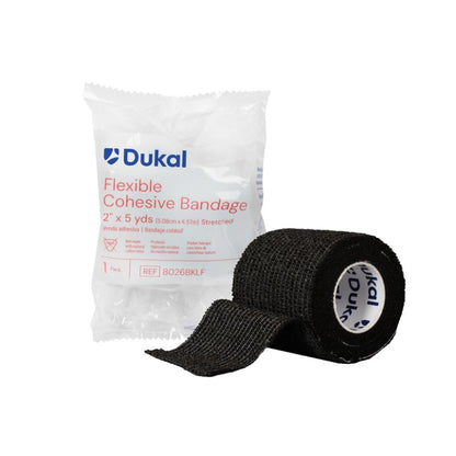 Non-Sterile Non-Latex Cohesive Bandages, 2" x 5 yds, Black (8026BKLF)
