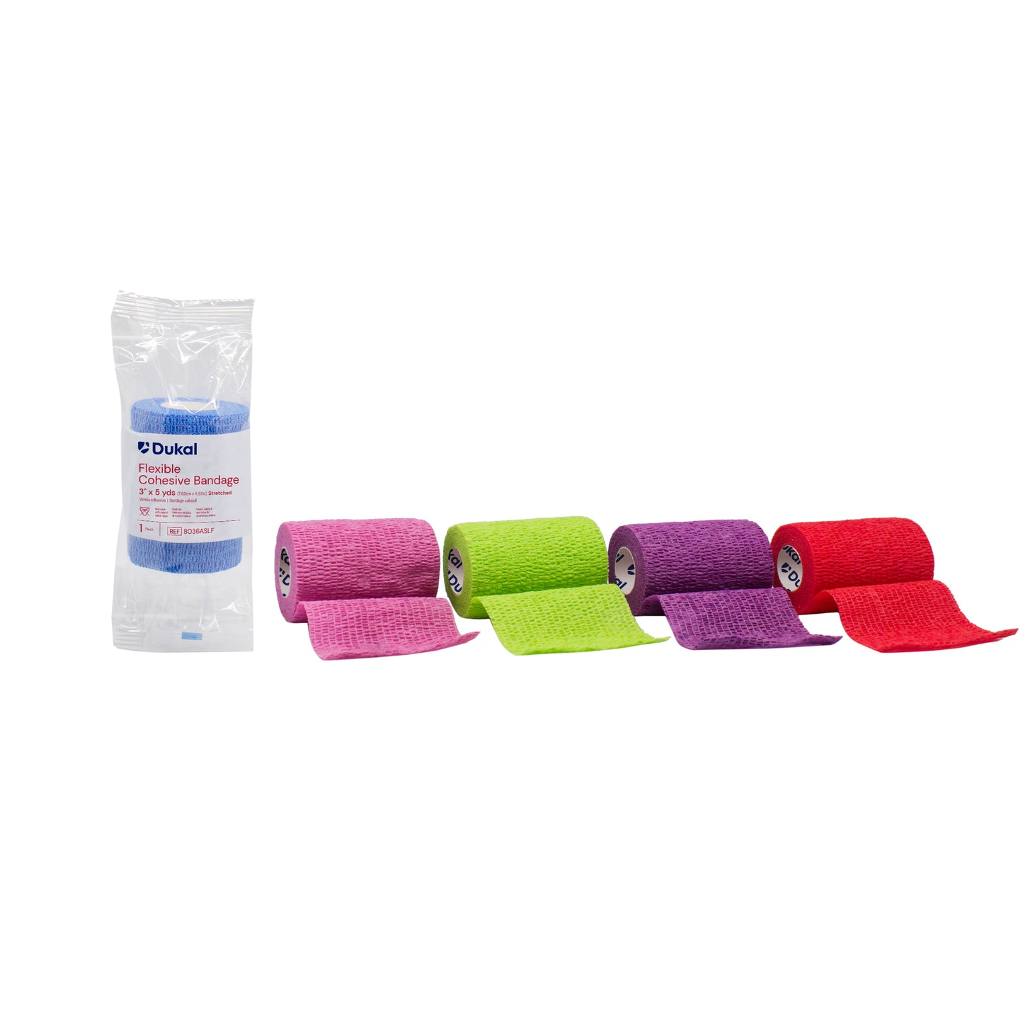 Cohesive Bandages, 3" x 5 yds, Non-Latex, Assorted (8036ASLF)