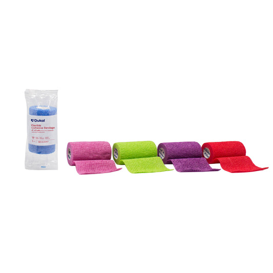 Cohesive Bandages, 4" x 5 yds, Non-Latex, Assorted (8046ASLF)