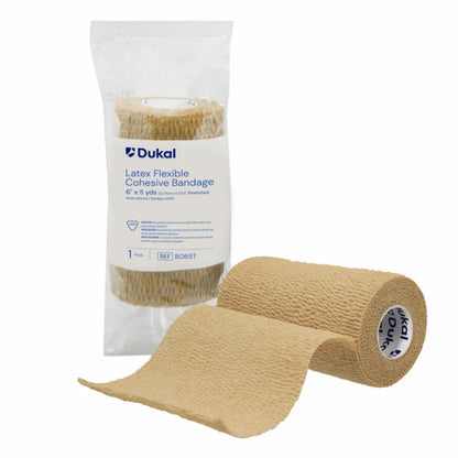 Non-Sterile Latex Cohesive Bandage, 6" x 5 yds, Tan (8065T)