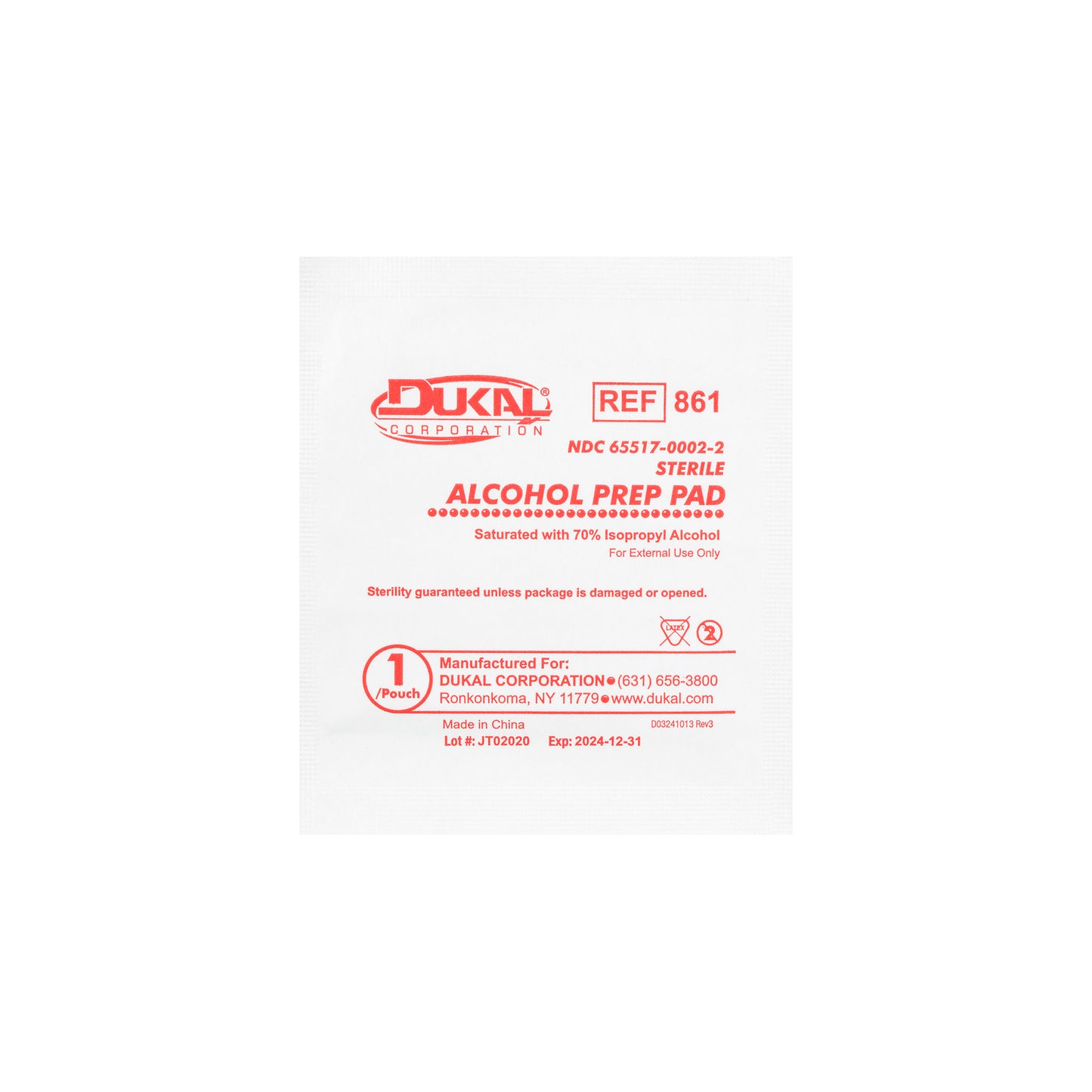 Sterile Alcohol Prep Pad, Large (861)