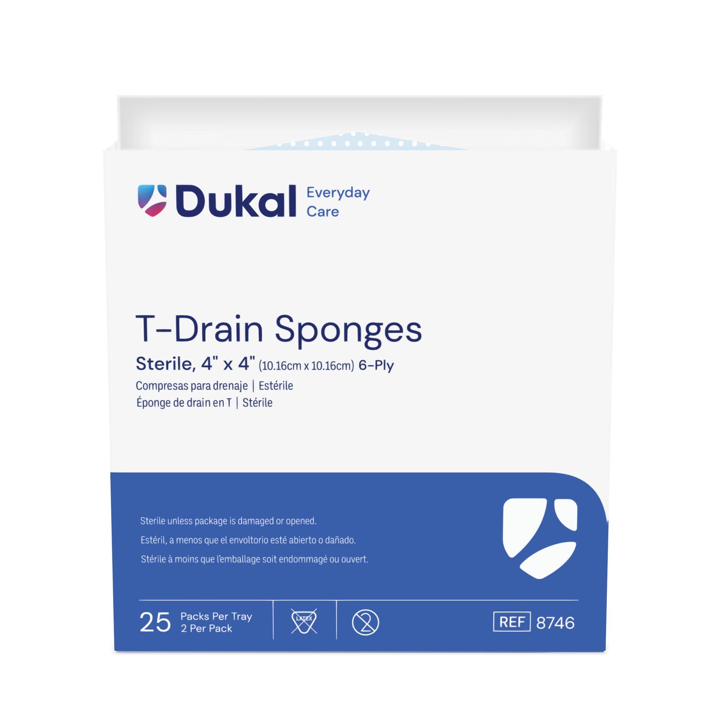 Everyday Care T-Drain Sponges, 4" x 4", 6-Ply, Sterile (8746)