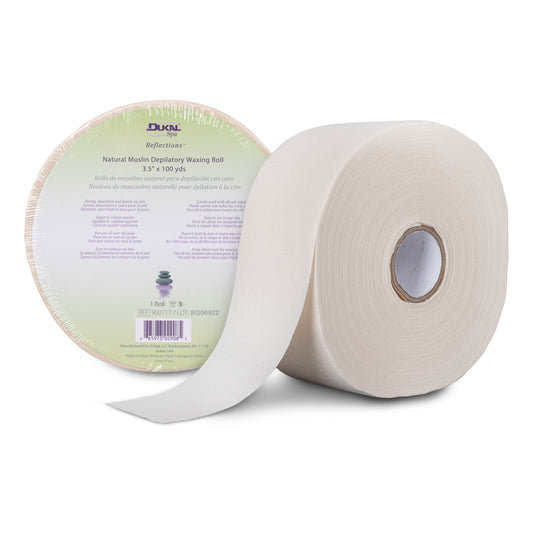 Dukal Spa, Reflections, Natural Muslin Depilatory Waxing Roll, 3.5" x 100 yds (900717)