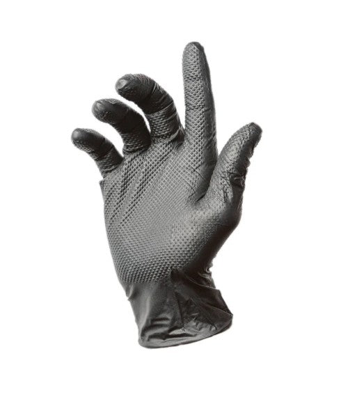 8 Mil Nitrile Industrial Gloves, Diamond Textured, Black, Large (9103)