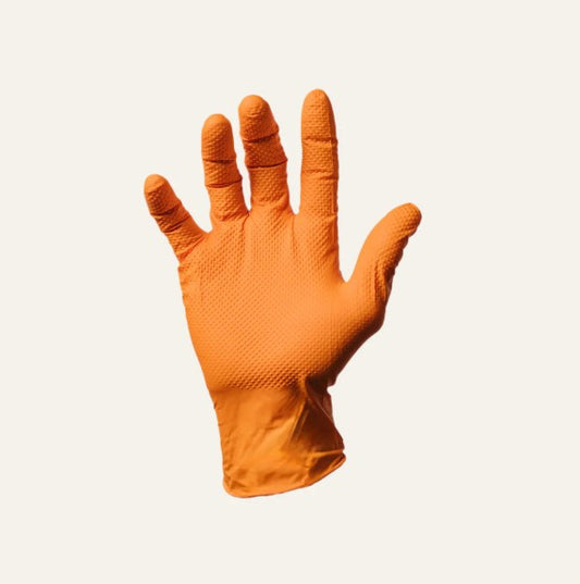 8 Mil Nitrile Industrial Gloves, Diamond Textured, Orange, Large (7103)