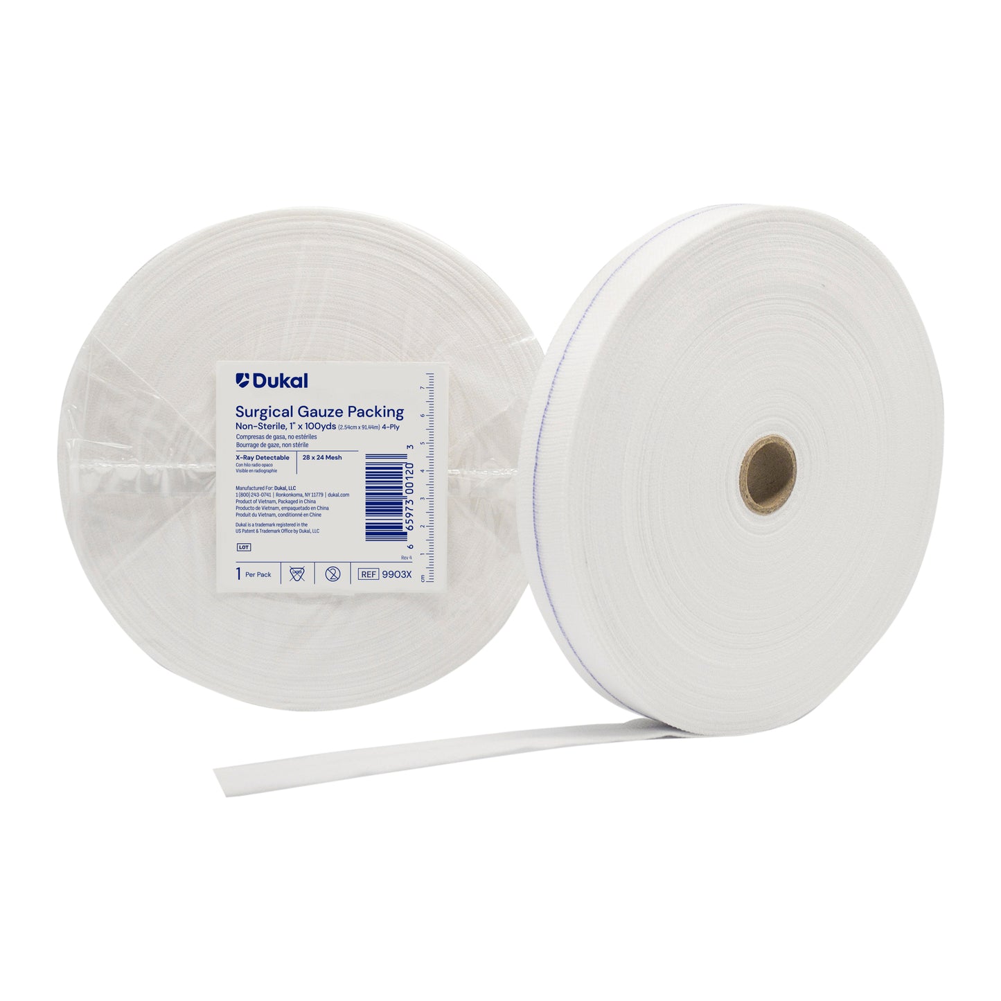 Dukal, Gauze Packing Roll, 4-Ply, 1" x 100 yds (9903X)