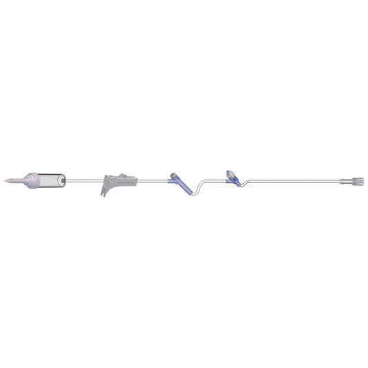 Adult Basic IV Set, 83" Length, 15 Drops/mL, 17 mL Priming Volume, Non-Vented, Roller Clamp, 1 Pre-Pierced Y Site,1 AMSafe Needle-Free Y Site, Case (158306)