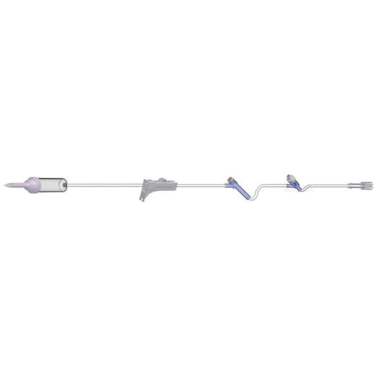 Pediatric Basic IV Set, 60 Drops Per mL, 83" Length, 17 mL Priming Volume, Non-Vented, Roller Clamp, 1 Pre-Pierced Y Site, 1 AMSafe Needle-Free Y Site, Case (608306)