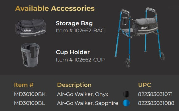Air-Go Walker, with Seat, Onyx (MD30100BK)