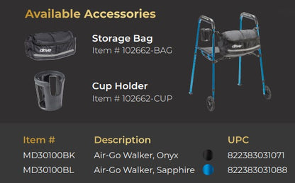 Air-Go Walker, with Seat, Onyx (MD30100BK)