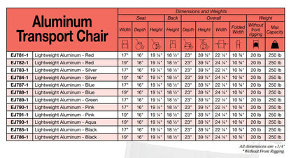 Lightweight Transport Chair, 17" Seat, Red (EJ781-1)