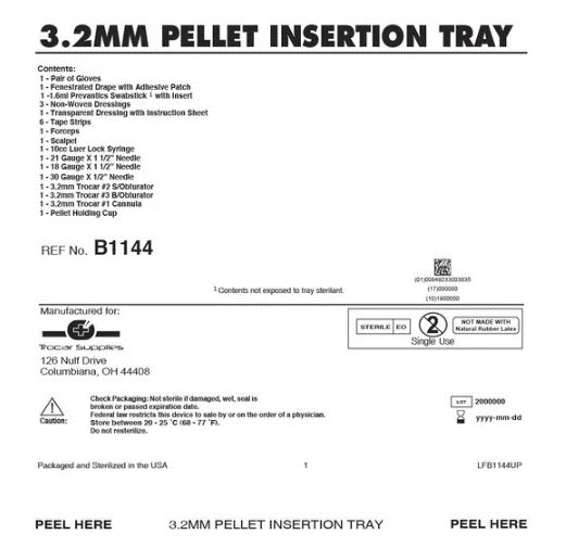 3.2mm Resin Trocar, Tray Kit, with Antiseptic, Large Gloves, Case (B1144)