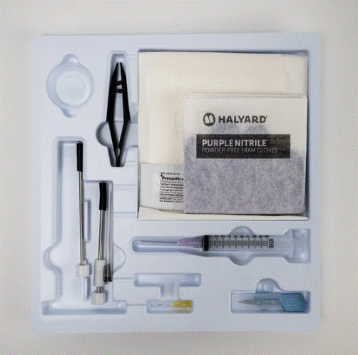 3.5mm Stainless Steel Trocar (2cm), Tray Kit, with Antiseptic, Medium Gloves (B1354)