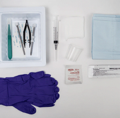 4.5mm Resin Trocar, Tray Kit, with Antiseptic, Large Gloves (B1360)