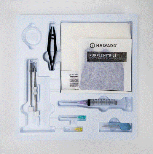 3.5mm Stainless Steel, Diamond Tip Trocar, Tray Kit, with Antiseptic, Large Glove (B1547)