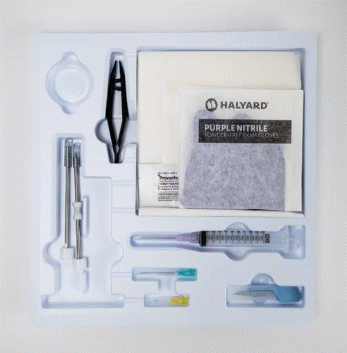 3.5mm Stainless Steel, Diamond Tip Trocar, Tray Kit, with Antiseptic, Medium Glove (B1555)