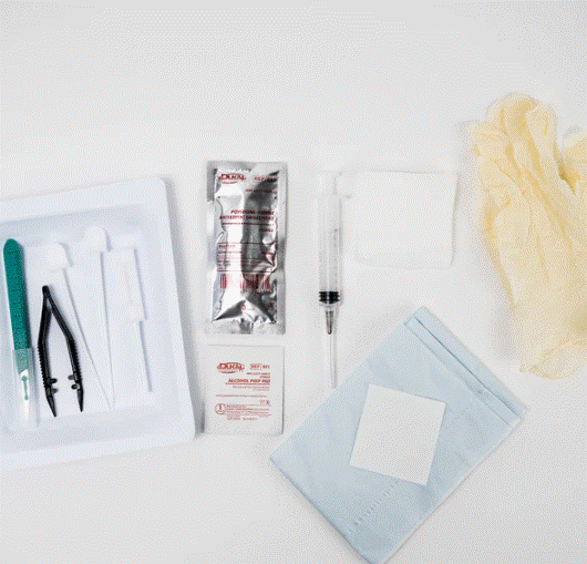 3.2mm Resin Trocar, Wrapped Kit, with Antiseptic, Medium Glove (B6705)