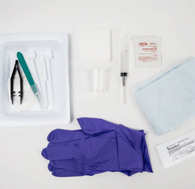 3.2mm Resin Trocar, Wrapped Kit, with Chlorascrub & Tegaderm, Medium Glove (B9743)