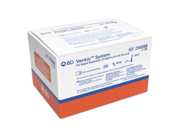 BD Veritor SARS‑CoV‑2 + Flu A/B Rapid Test Kit - 30 Tests (BEC 256088)