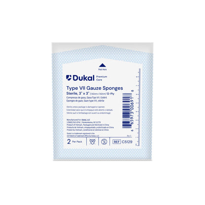 Premium Care Sterile Type VII Gauze Sponges, 12-Ply, 3" x 3" (C5129)