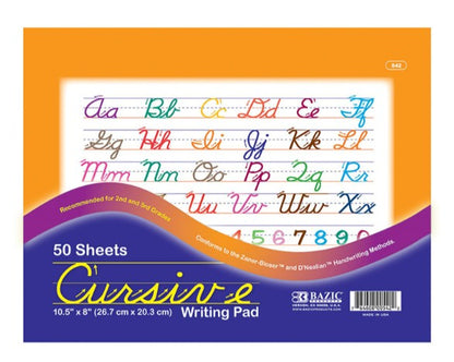 Cursive Writing Pads - 50 Sheets, 10.5" x 8" (9310208)
