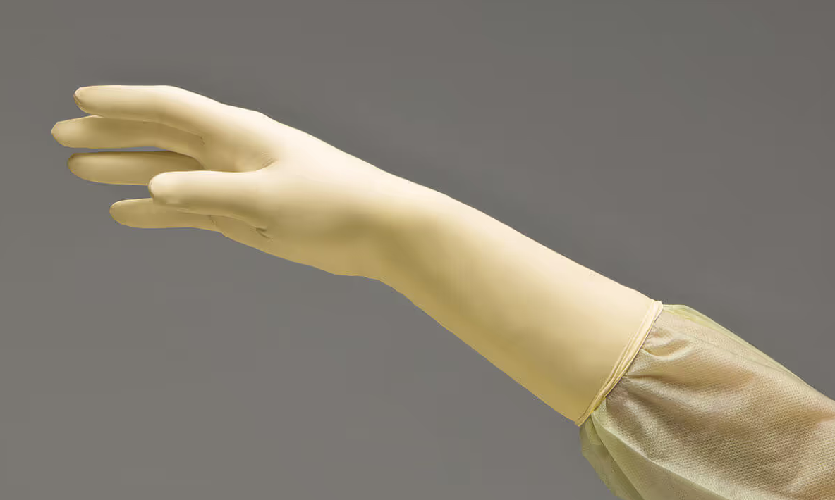 Surgical Latex Gloves, Powder Free (PF), Size 8, Extended Cuff, Sterile, Textured Finish, Case (IHC 133800)