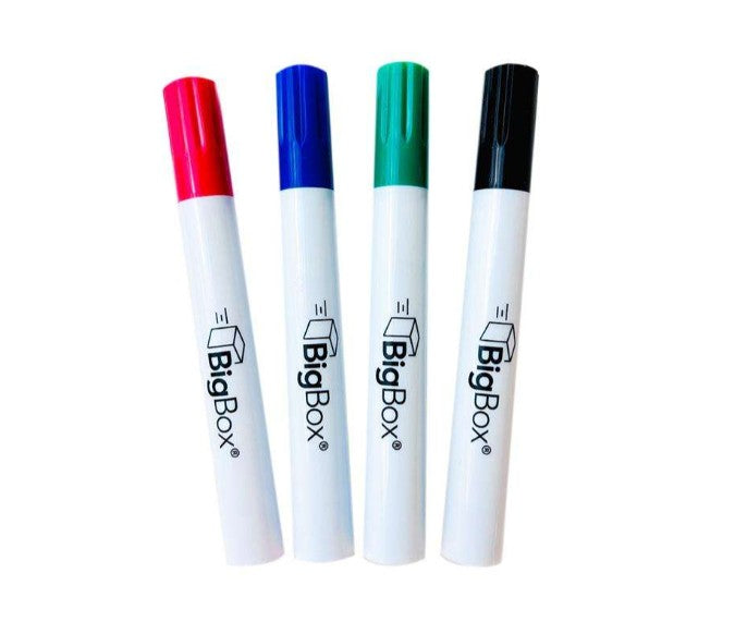 BigBox Dry Erase Markers - 4 Pack, Assorted, Chisel Tip (2380398)