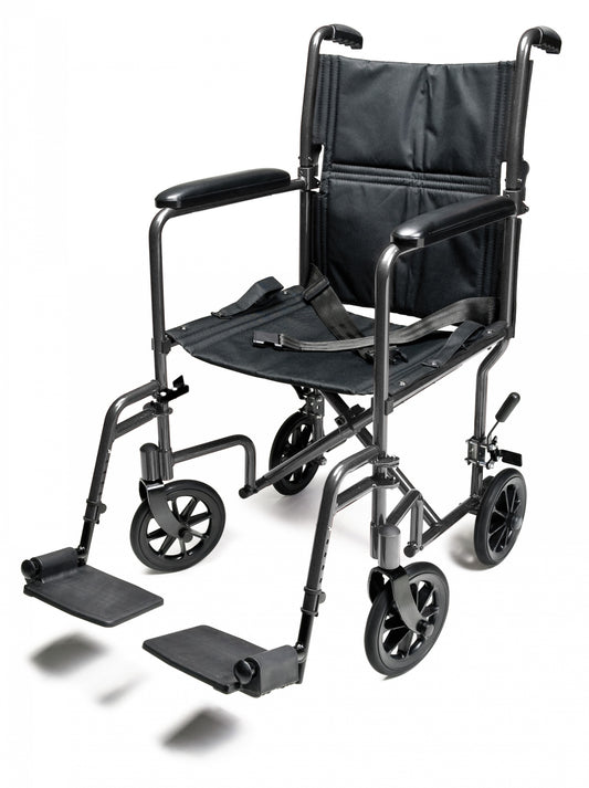 Steel Transport Chair, 17" Seat, Silver (EJ795-1)