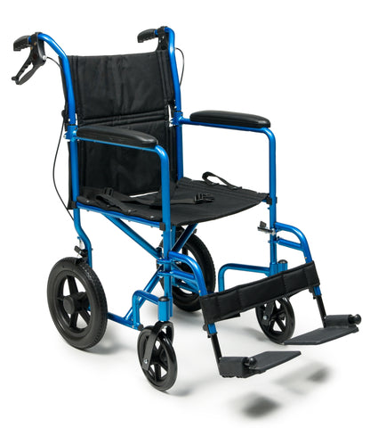 Deluxe Transport Chair, 12" Rear Wheel, Blue (EJ871-1)