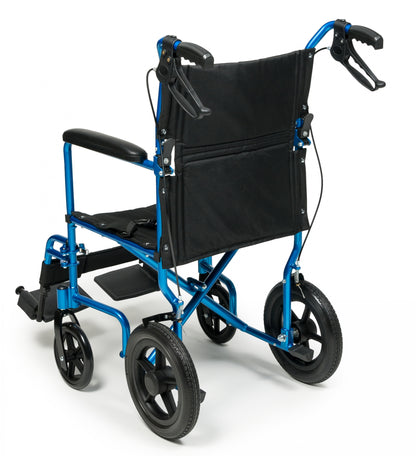 Deluxe Transport Chair, 12" Rear Wheel, Blue (EJ871-1)